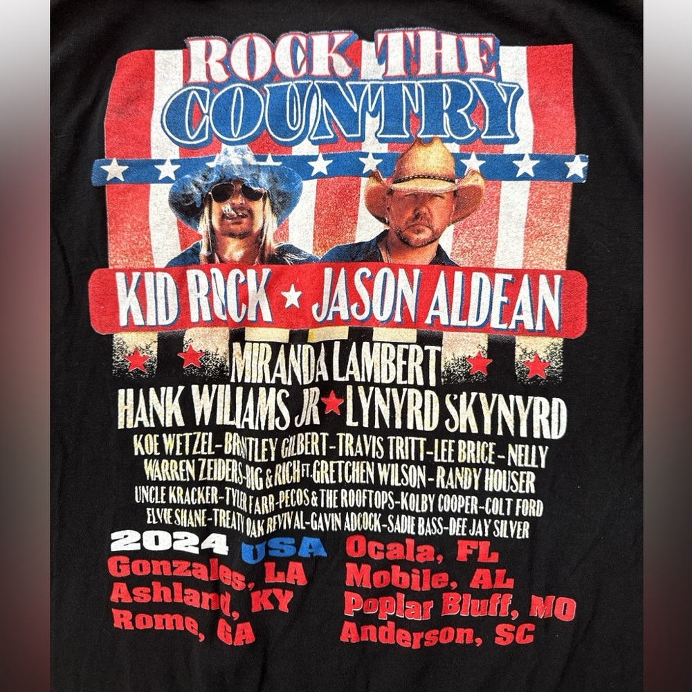 Rock The Country Kid Rock & Jason Aldean Concert T-Shirt 2024 Women’s Size Small